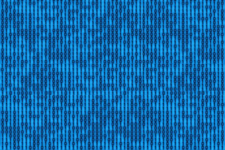 Rows and columns of 0 and 1 with a blue background.